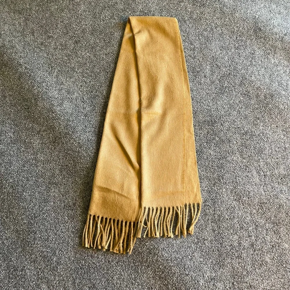 Christian Dior Monsieur Scarf Camel Tan Cashmaire Acrylic Fringe Made in Japan
